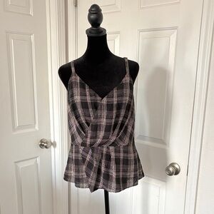 White House Black Market plaid peplum camisole top